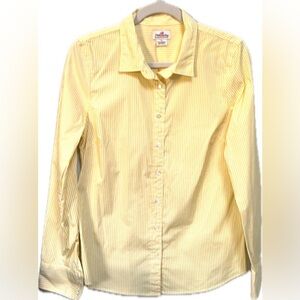 J. Crew Striped Oxford Button Down Shirt Yellow Haberdashery Stretch Size M EUC